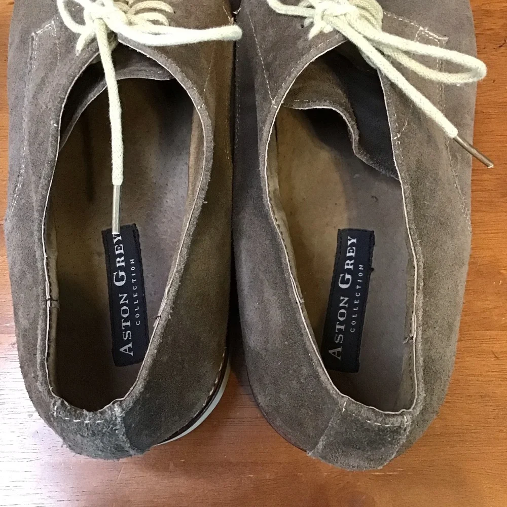 ASTON GREY Men's DIEN Gray Suede Derby Oxfords with Rubber Sole 13
